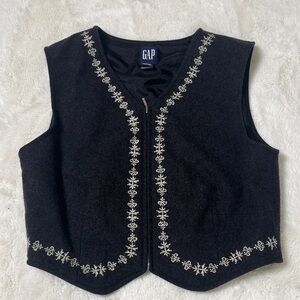 GAP Black Vest with White Embroidery